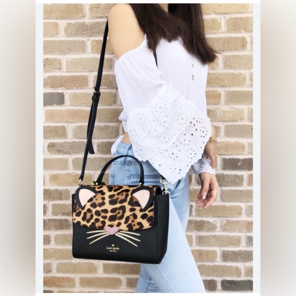 Kate Spade New York Run Wild Leopard Pink Kerrie Crossbody Satchel Purse NWOT - Picture 7 of 16